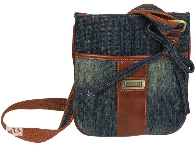 Джинсовая сумка на плечо Fashion jeans bag темно-синяя
