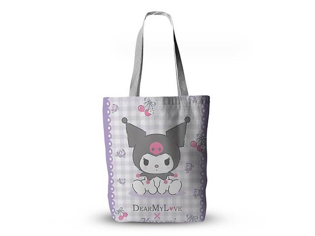 Экосумка шопер Bioworld Куроми Kuromi Моя Мелодия Onegai My Melody Dear My Love 33х39см (23248)