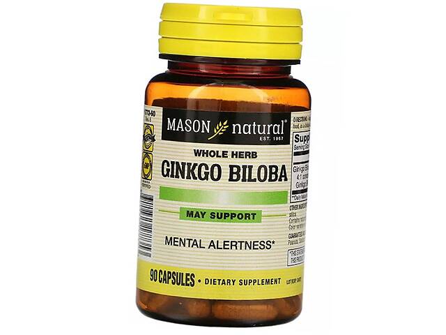 Экстракт гинкго билоба из цельного растения Whole Herb Ginkgo Biloba Mason Natural 90капс (71529021)