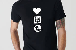 Футболка Арбуз черная с принтом Сердце Герб Украины Калина белый принт XS
