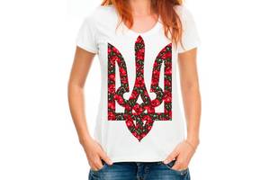Футболка Арбуз Герб Украины из красных маков XS Белый