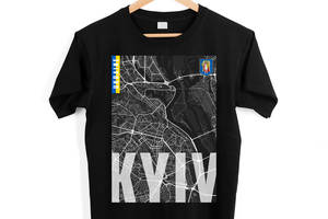 Футболка Арбуз Kyiv Киев Город Украины Карта со спутника S Черный
