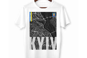 Футболка Арбуз Kyiv Киев Город Украины Карта со спутника XS Белый