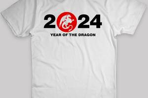 Футболка белая с новогодним принтом Арбуз 2024 год дракона 2024 year of the dragon Дракон XXL
