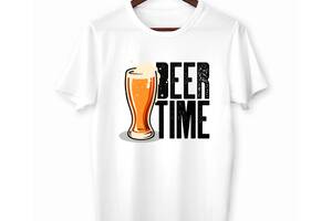 Футболка белая с принтом Арбуз Beer time. Время пива M