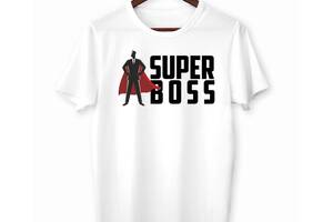 Футболка белая с принтом Арбуз Super Boss. Супер Босс XL