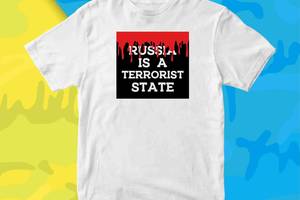 Футболка белая с патриотическим принтом Арбуз Russia is a terrorist state Push IT L