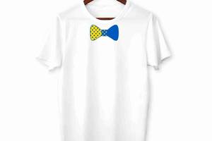 Футболка белая с патриотическим принтом Арбуз Сине-желтый метелик-галстук Push IT XS