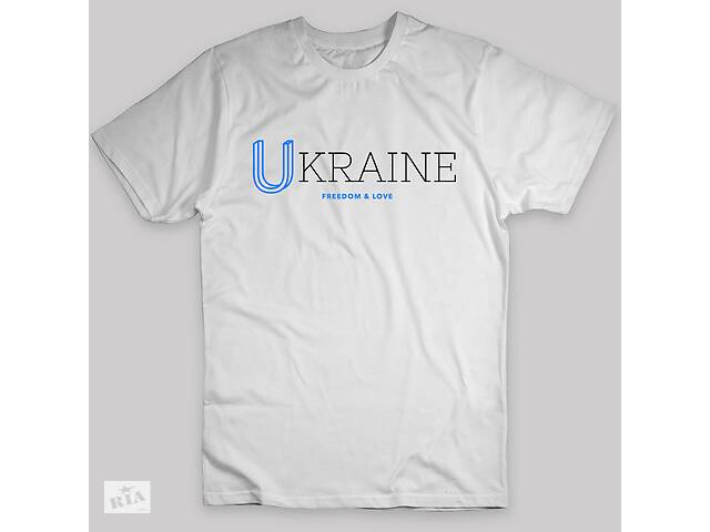 Футболка белая с патриотическим принтом Арбуз Ukraine Freedom And Love S