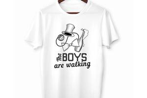 Футболка белая с принтом для мальчишника Арбуз The boys are walking. Парни гуляют. Мальчишник XXL