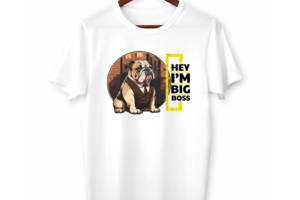 Футболка белая с принтом для руководителя 'Hey I'm Big Boss Dog. Привет я Большой Босс' Кавун XL ФП012329XL