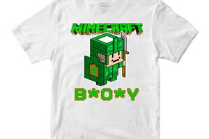 Футболка белая с принтом онлайн игры Minecraft 'BOY Minecraft' Кавун 86 см ФП012030