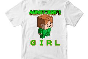 Футболка белая с принтом онлайн игры Minecraft 'Девушка Girl Minecraft Майнкрафт' Кавун 86 см ФП012062(28)