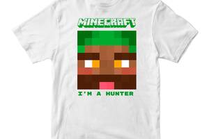 Футболка белая с принтом онлайн игры Minecraft 'I'm a Hunter Minecraft' Кавун 3-4 года ФП012023