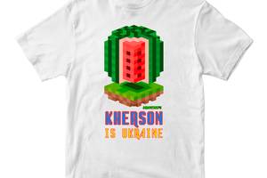 Футболка белая с принтом онлайн игры Minecraft 'Kherson is Ukraine Minecraft' Кавун 5-6 лет ФП012027