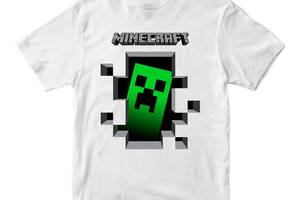 Футболка белая с принтом онлайн игры Minecraft 'Крипер Creeper Minecraft' Кавун 9-10 ФП012038