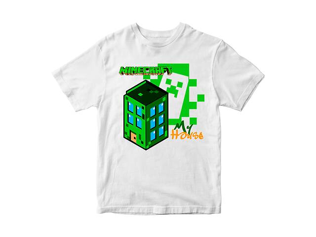 Футболка белая с принтом онлайн игры Minecraft 'My house Мой дом Minecraft Майнкрафт' Кавун 5-6 ФП012067(32)