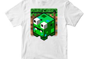 Футболка белая с принтом онлайн игры Minecraft 'Персонаж Minecraft Майнкрафт' Кавун 86 см ФП012054(28)