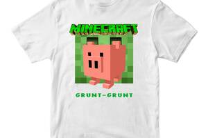 Футболка белая с принтом онлайн игры Minecraft 'Pig Grunt-Grunt Minecraft Майнкрафт' Кавун 3-4 ФП012063(30)