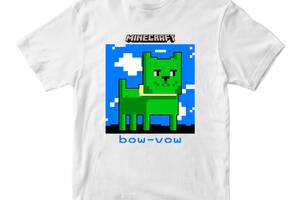 Футболка белая с принтом онлайн игры Minecraft 'Собака Dog Bow-vow Майнкрафт Minecraft' Кавун 3-4 ФП012050(30)
