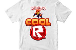 Футболка белая с принтом онлайн игры Roblox 'Cool R Роблокс Roblox' Кавун 9-10 лет ФП011977