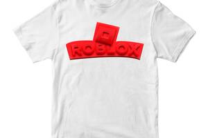 Футболка белая с принтом онлайн игры Roblox 'Красная надпись Роблокс Roblox' Кавун 86 см ФП011992