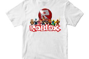 Футболка белая с принтом онлайн игры Roblox 'Игровой мир Роблокса Roblox 2' Кавун 9-10 лет ФП011989