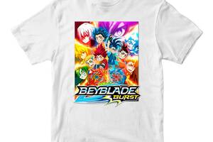 Футболка белая с принтом игры BeyBlade 'Волчок Beyblade burst. Бейблэйд. Персонажи' Кавун 5-6 лет ФП012174