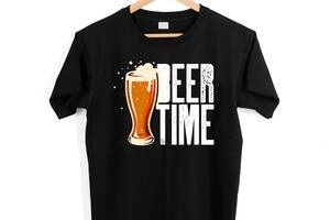 Футболка черная с принтом Арбуз Beer time. Время пива M