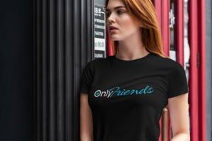 Футболка черная с оригинальным принтом 'Only Friends' Арбуз M