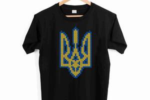 Футболка черная с патриотическим принтом Арбуз Герб Украины вышивка крестиком Push IT M