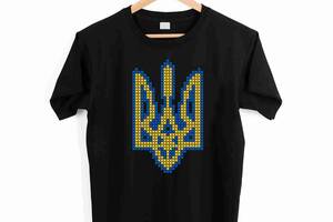 Футболка черная с патриотическим принтом Арбуз Герб Украины вышивка крестиком Push IT XXL