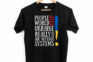 Футболка черная с патриотическим принтом Арбуз Необходим help people world Ukraine реально Air Defense Systems XXXL