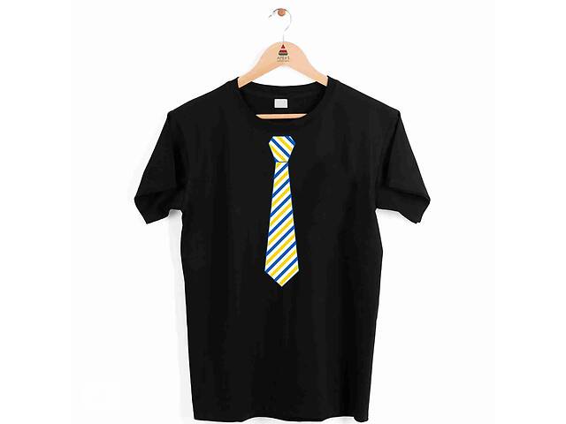 Футболка черная с патриотическим принтом Арбуз Патриотический галстук - сине-желтая полоска Push IT M