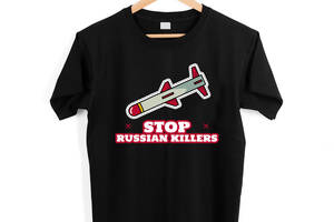 Футболка черная с патриотическим принтом Арбуз Stop russian killers russia is a terrorist state Push IT S