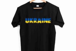 Футболка черная с патриотическим принтом Арбуз Ukraine Украина Сине-желтая надпись Push IT M