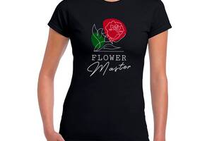 Футболка черная с принтом для флориста Flower Master Цветочный мастер Роза Кавун M ФП012275M