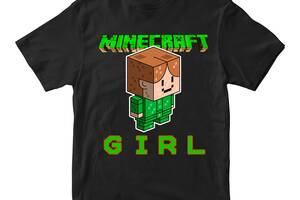 Футболка черная с принтом онлайн игры Minecraft 'Девушка Girl Minecraft Майнкрафт' Кавун 86 см ФП012061(28)