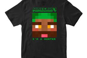 Футболка черная с принтом онлайн игры Minecraft 'I'm a Hunter Minecraft' Кавун 86 см ФП012024