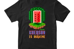 Футболка черная с принтом онлайн игры Minecraft 'Kherson is Ukraine Minecraft' Кавун 86 см ФП012028