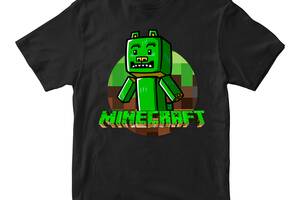 Футболка черная с принтом онлайн игры Minecraft 'Крипер Creeper Minecraft' Кавун 5-6 ФП012041