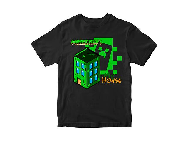 Футболка черная с принтом онлайн игры Minecraft 'My house Мой дом Minecraft Майнкрафт' Кавун 11-12 ФП012068(40)