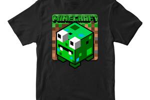 Футболка черная с принтом онлайн игры Minecraft 'Персонаж Minecraft Майнкрафт' Кавун 86 см ФП012053(28)