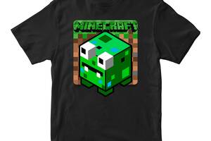 Футболка черная с принтом онлайн игры Minecraft 'Персонаж Minecraft Майнкрафт' Кавун 11-12 ФП012053(40)