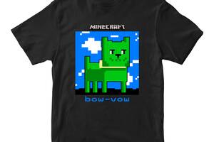 Футболка черная с принтом онлайн игры Minecraft 'Собака Dog Bow-vow Майнкрафт Minecraft' Кавун 86 см ФП012049(28)