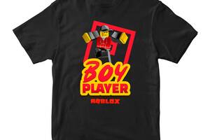 Футболка черная с принтом онлайн игры Roblox 'Boy player. Roblox. Роблокс' Кавун 11-12 лет ФП011950
