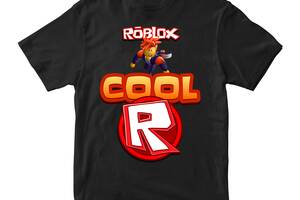 Футболка черная с принтом онлайн игры Roblox 'Cool R Roblox' Кавун 11-12 лет ФП011978