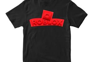 Футболка черная с принтом онлайн игры Roblox 'Красная надпись Роблокс Roblox' Кавун 3-4 года ФП0119914