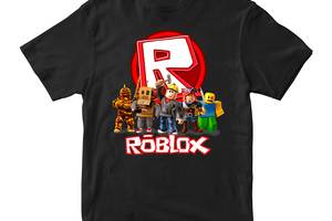 Футболка черная с принтом онлайн игры Roblox 'Персонажы игры Roblox Роблокс' Кавун 3-4 года ФП011967