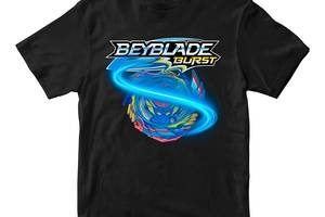 Футболка черная с принтом игры BeyBlade 'Волчок Beyblade burst. Бейблэйд Юла' 86 см Кавун ФП012180